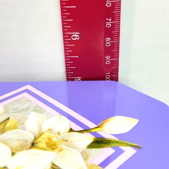 Easter Greetings Wishes Victorian Litho Printed Girl with Birds Tall Tin Box - Picture 9 of 14